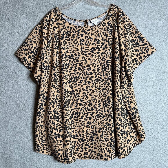 Ava and Viv Top Womens Plus Size 4X Leopard Print Button Back Casual Flowy - Picture 2 of 12